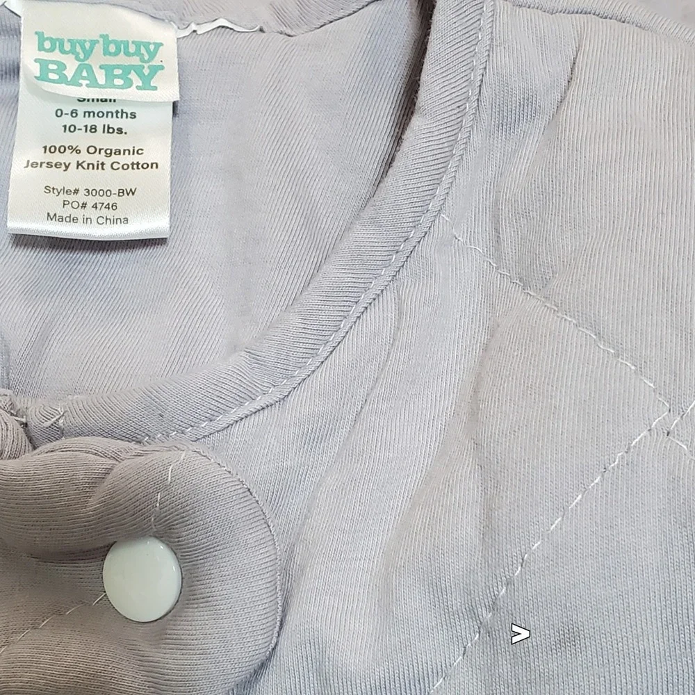 Buy Buy Baby Organic Cotton Quilted Sleep Sack Neutral Dove Gray  0-6 Mos